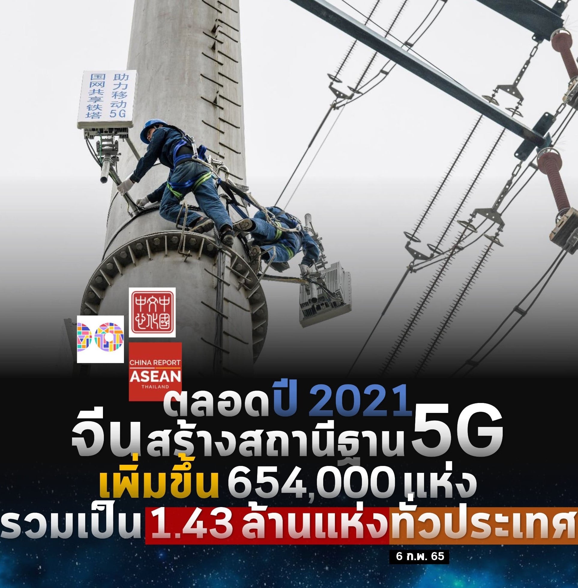 เครือข่าย 5G ของจีน ครอบคลุมพื้นที่ระดับอำเภอ 98% พื้นที่ระดับตำบล 80%